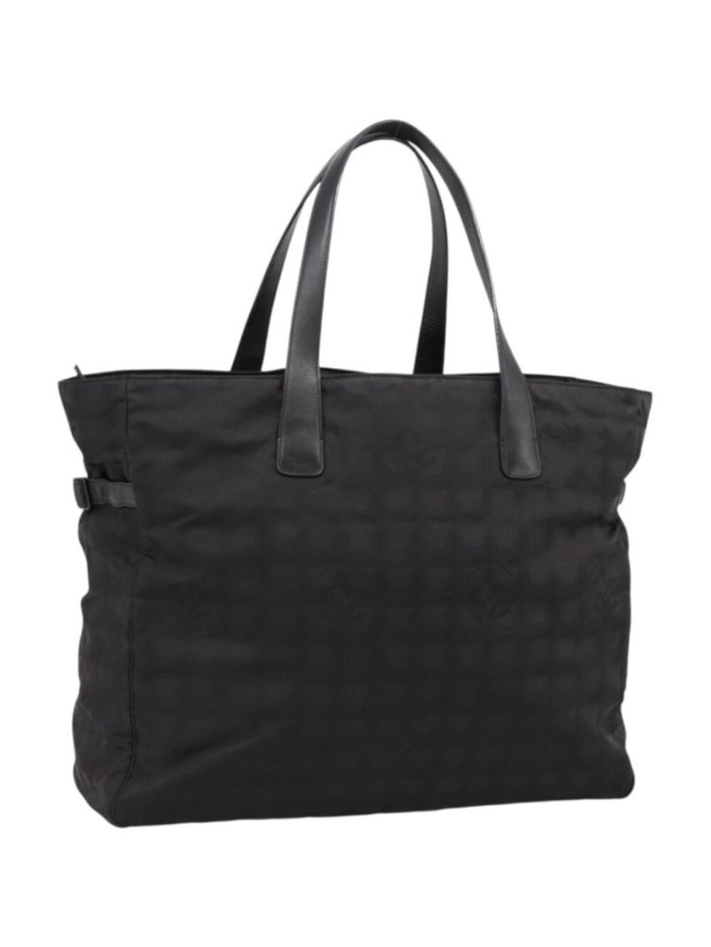 CHANEL New Travel Line Tote Bag Canvas Black Silver CC